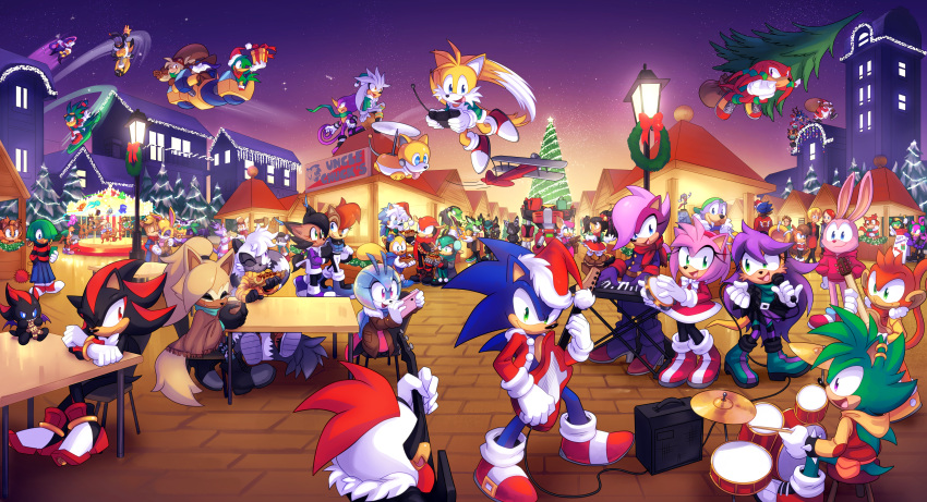 6+boys, 6+girls, absurdres, amy_rose, animal_ears, avatar_(sonic_forces), bean_the_dynamite, big_the_cat