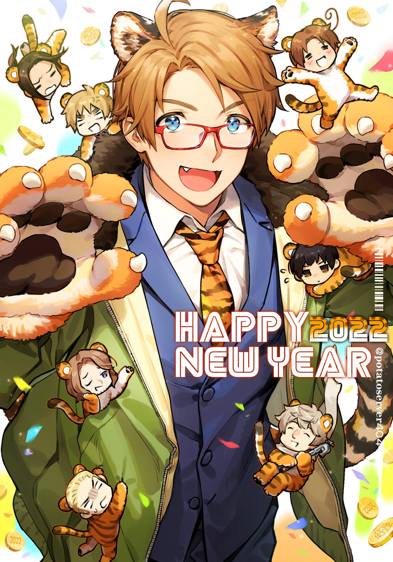 2022, america_(hetalia), axis_powers_hetalia, blank_eyes, chibi, chinese_zodiac, happy_new_year, holding