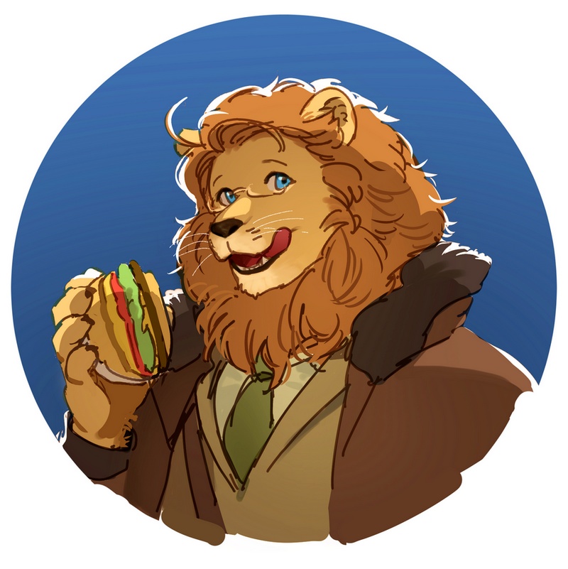 1boy, america_(hetalia), animal_ears, axis_powers_hetalia, blue_background, blue_eyes, bomber_jacket, burger