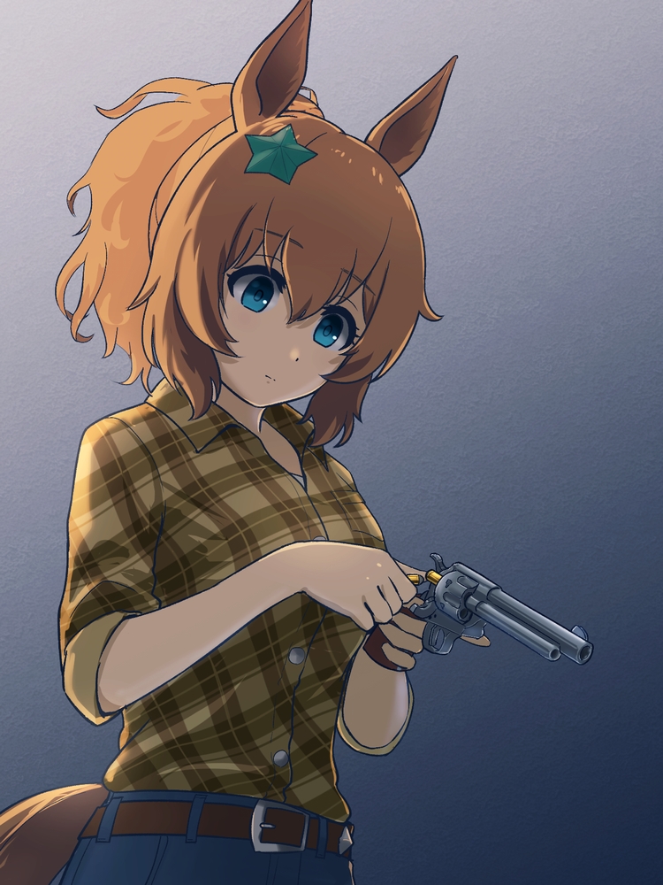 1girl, animal_ears, aqua_eyes, bangs, belt, blonde_hair, cartridge, casual