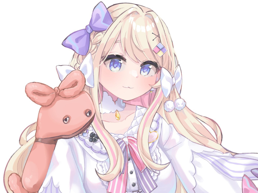 1girl, bangs, blue_bow, blue_eyes, bow, braid, choker, hair_bow