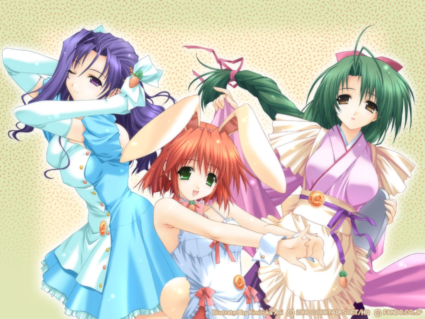 animal_ears, rabbit_ears, himekawa_kazumi, kimizuka_aoi, midou_chihiro_(pia_carrot), pia_carrot, wallpaper, yamana_tokiko