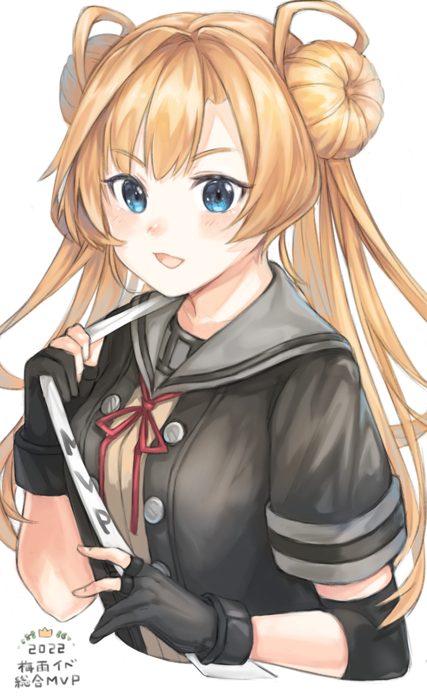1girl, absurdres, abukuma_(kancolle), abukuma_kai_ni_(kancolle), black_gloves, black_jacket, blonde_hair, blue_eyes