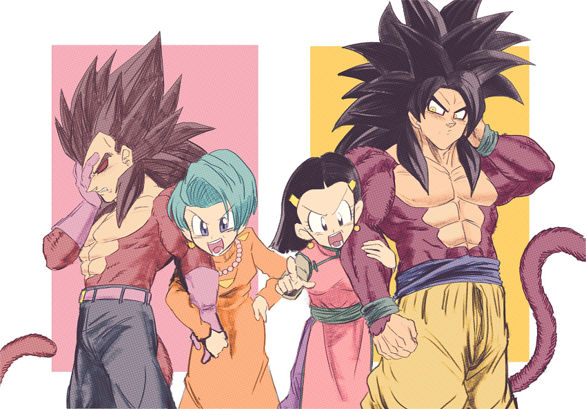 2girls, absurdres, black_hair, body_fur, bulma, chi-chi_(dragon_ball), dragon_ball, dragon_ball_gt