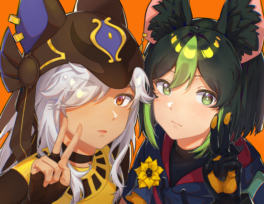 2boys, absurdres, animal_ear_fluff, animal_ears, animal_hood, arabian_clothes, black_choker, black_hair