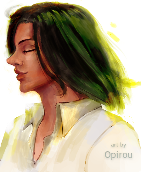 1girl, artist_name, banchina, black_hair, closed_eyes, closed_mouth, dark_skin, medium_hair