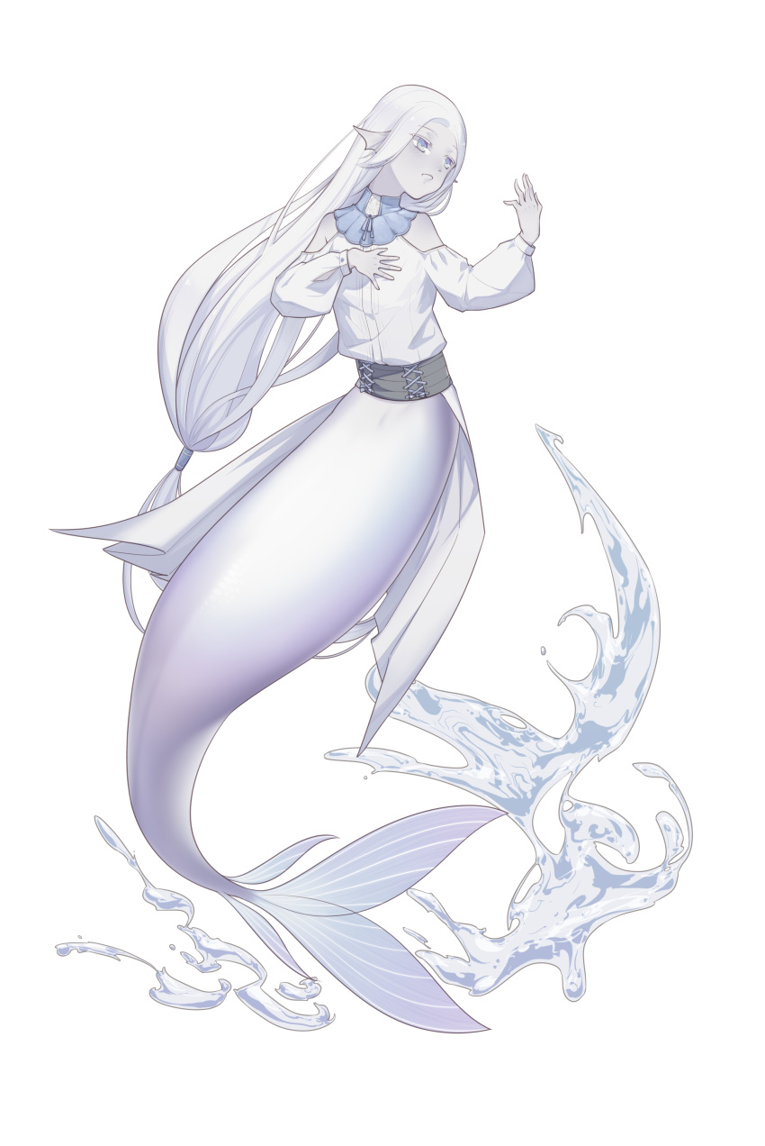 1boy, absurdres, albino, androgynous, bare_shoulders, blue_eyes, clothing_cutout, colored_eyelashes