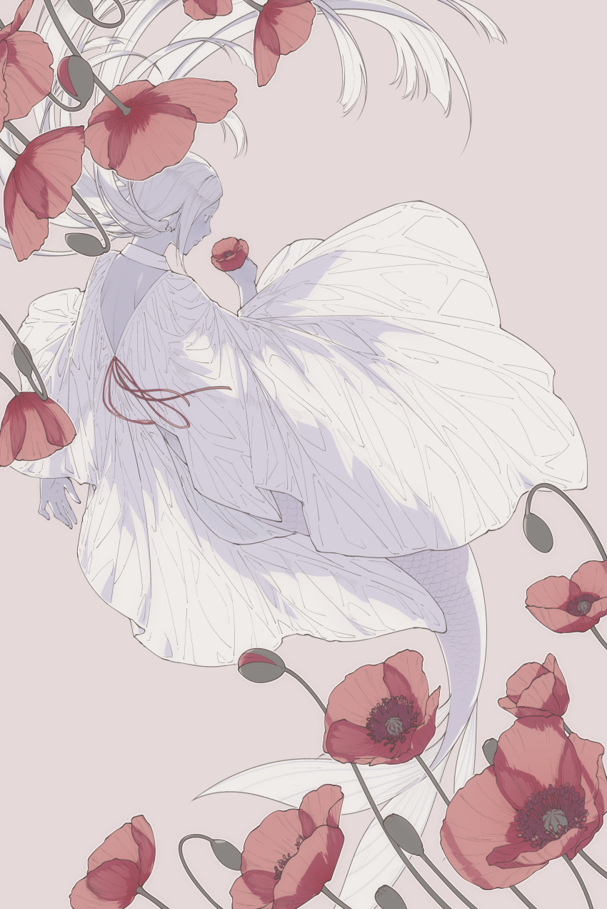 1boy, absurdres, albino, androgynous, backless_outfit, closed_mouth, colored_eyelashes, colored_skin