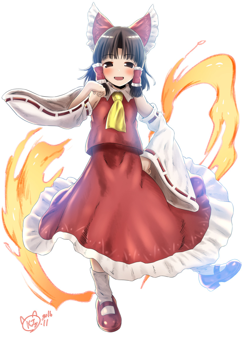 1girl, ascot, bangs, benikurage_(cookie), blush, bow, brown_eyes, brown_hair