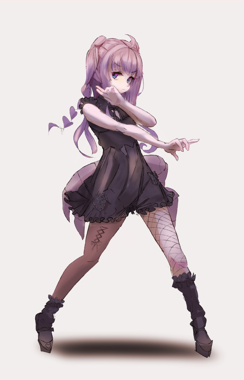 1girl, 89_(oni_1000), absurdres, amiya_aranha, black_dress, black_footwear, boots, braid
