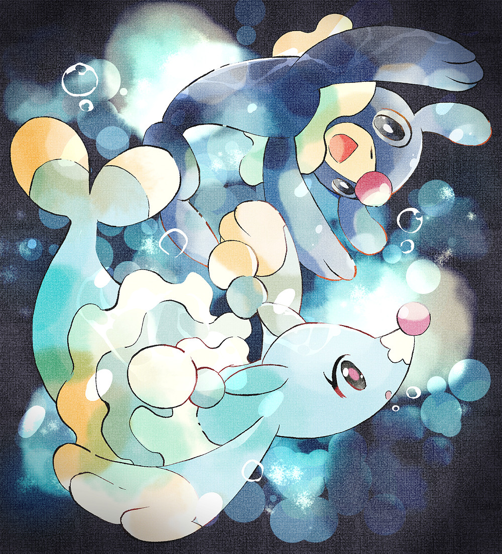 :d, air_bubble, asakirirokuyu, black_eyes, bright_pupils, brionne, bubble, commentary_request
