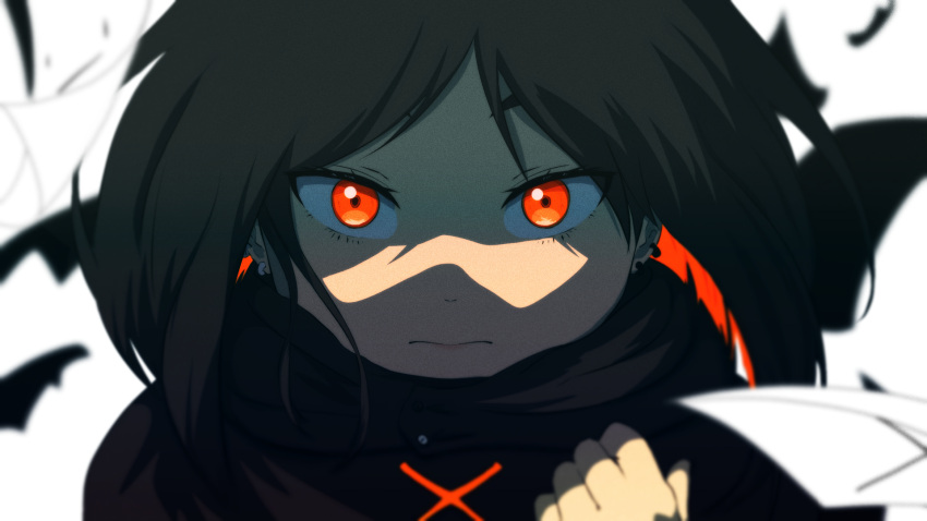1girl, bangs, black_hair, black_hoodie, blurry, blurry_background, close-up, closed_mouth