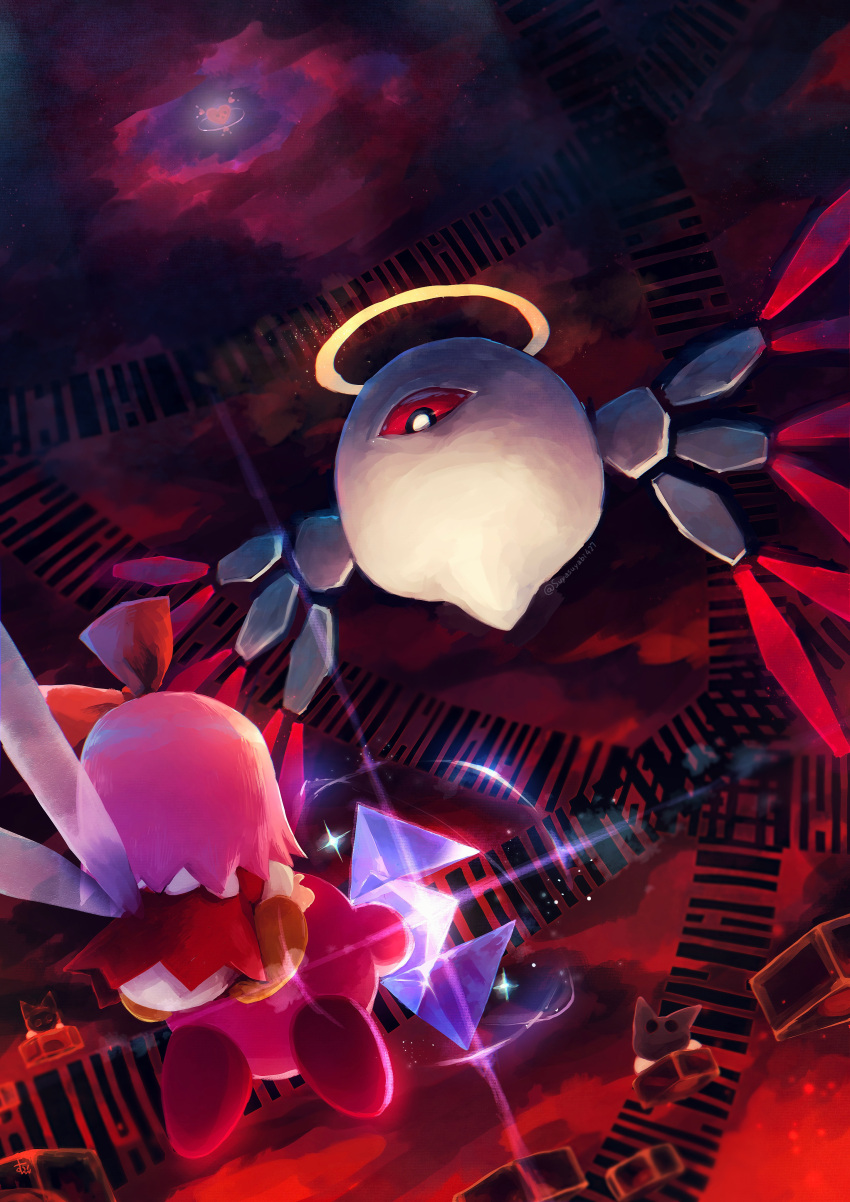 absurdres, barcode, battle, clouds, dark_clouds, fairy, fairy_wings, flying