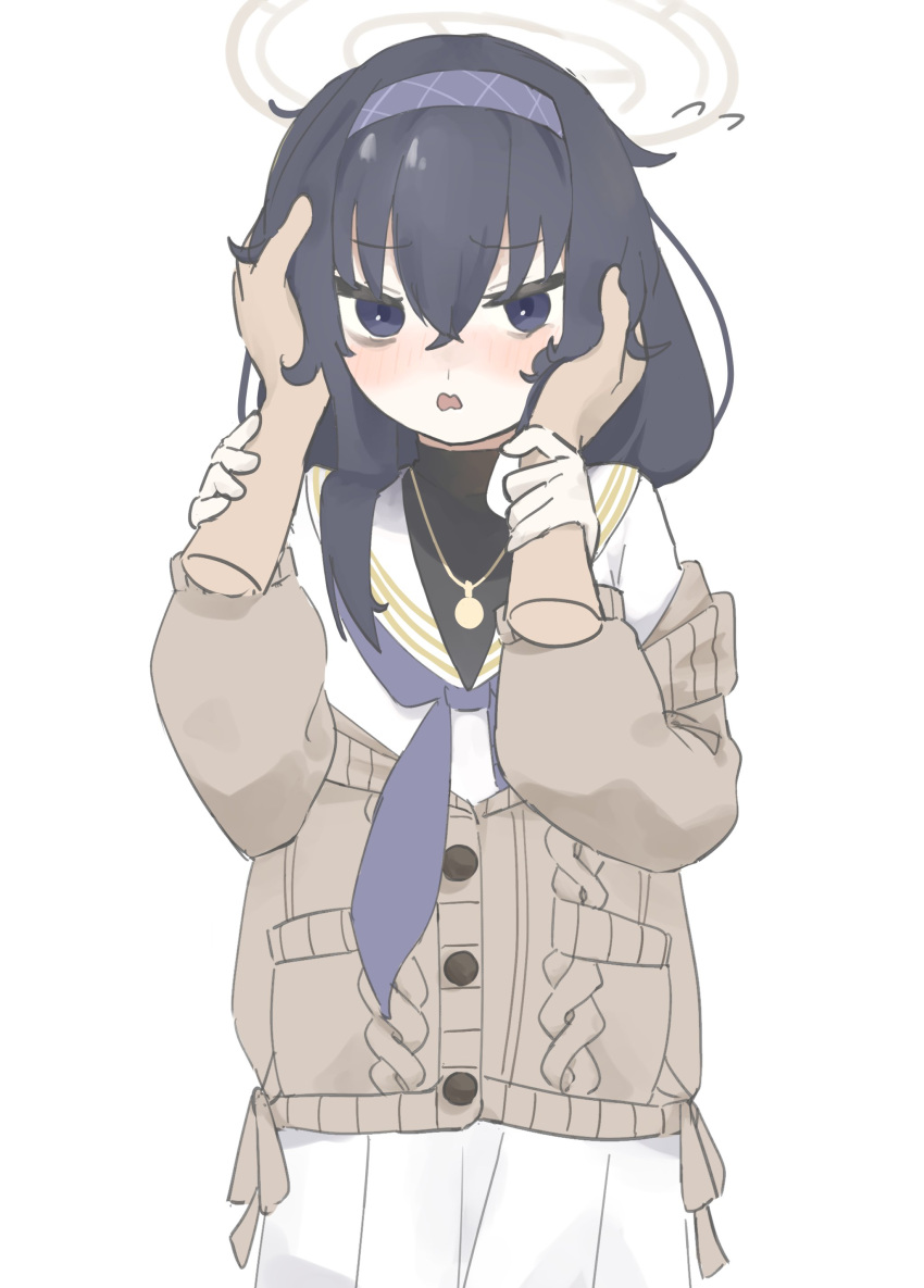 1girl, absurdres, bangs, black_eyes, black_hair, blue_archive, blue_neckerchief, blush