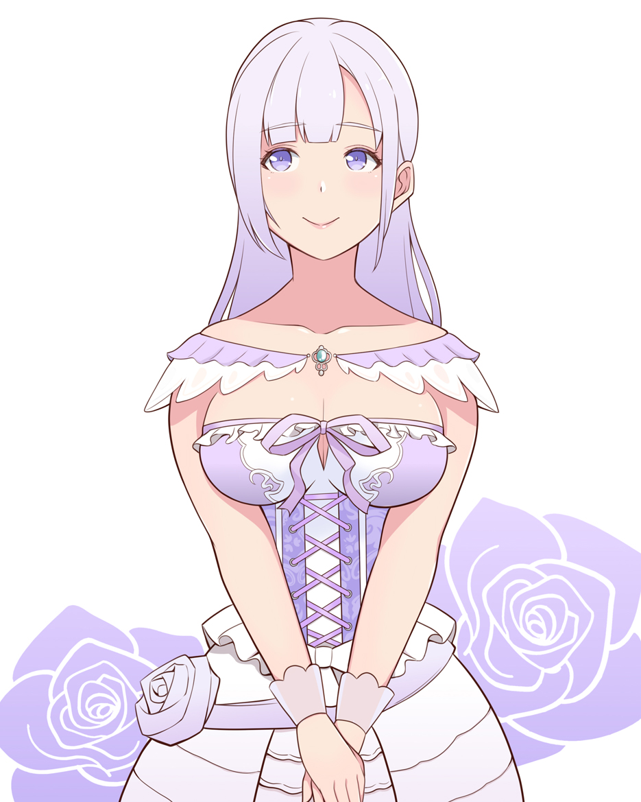 corset, dead_or_alive, dress, fiona_(doa), flower, konishiki_(52siki), long_hair, looking_at_viewer