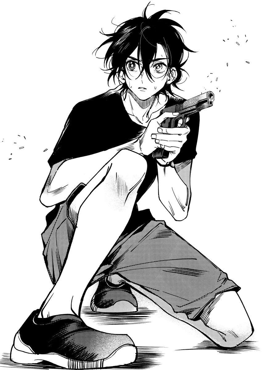 1boy, absurdres, ajiro_shinpei, bangs, chinese_commentary, commentary_request, crossed_bangs, full_body
