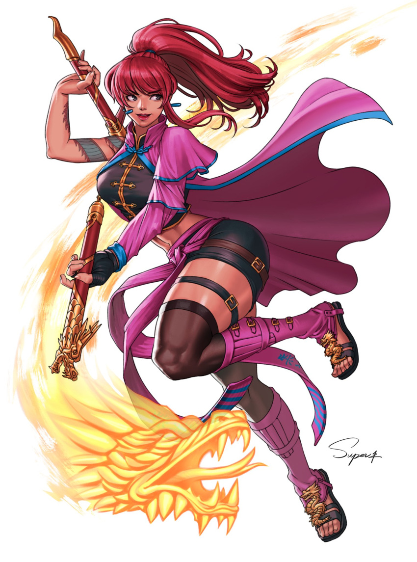 1girl, belt, dragon, dress, earrings, highres, jewelry, killer_instinct