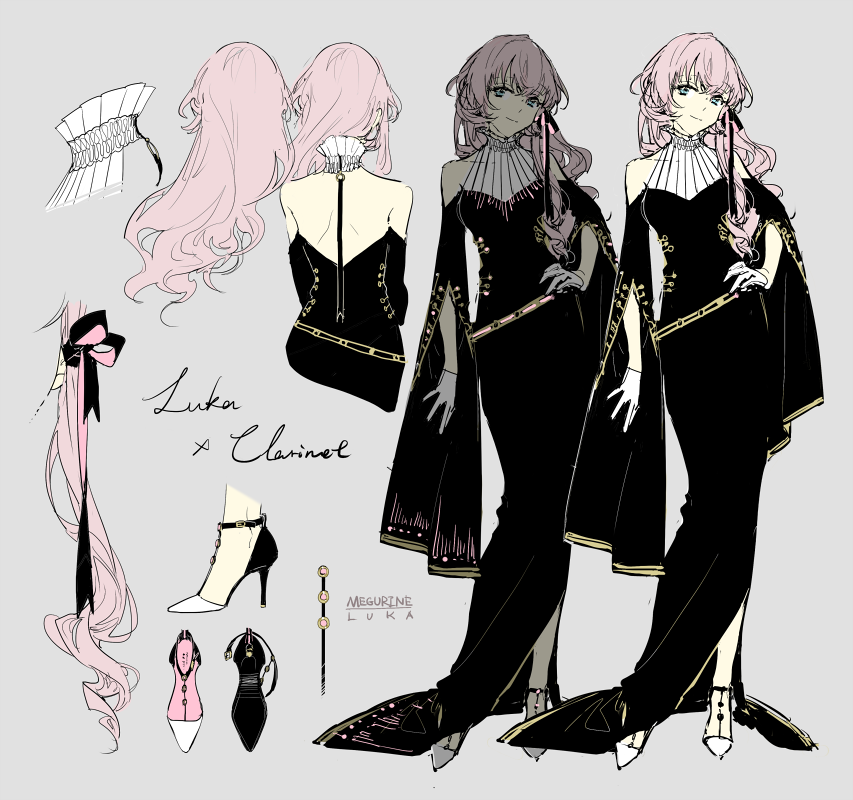 1girl, backless_dress, backless_outfit, bangs, bare_back, black_dress, black_sleeves, blue_eyes