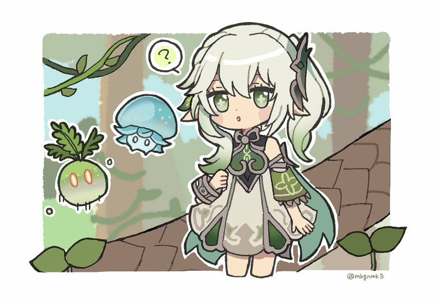 1girl, ?, bangs, blush, bracelet, cape, cross-shaped_pupils, detached_sleeves