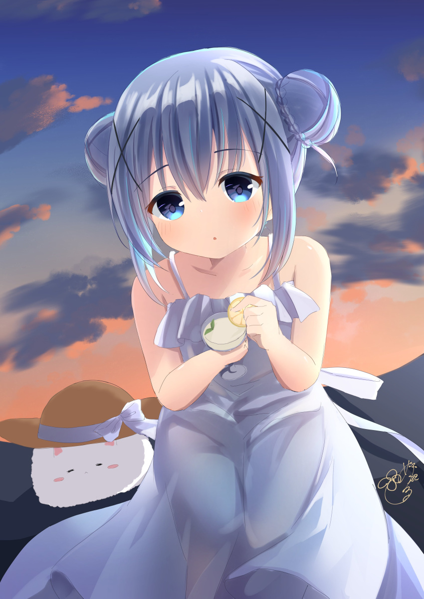 :o, =_=, absurdres, bangs, bent_over, blue_eyes, blush_stickers, bow