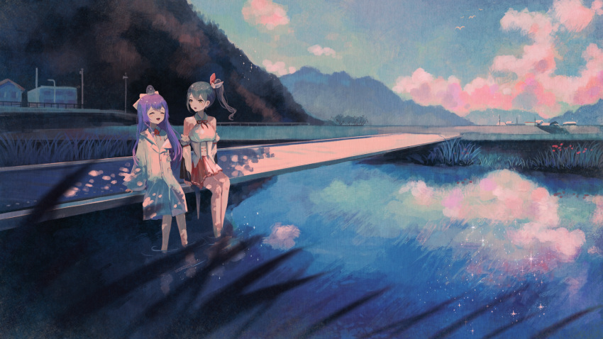 :d, aki_rinco, black_hair, blurry, blurry_foreground, bow, character_request, commission