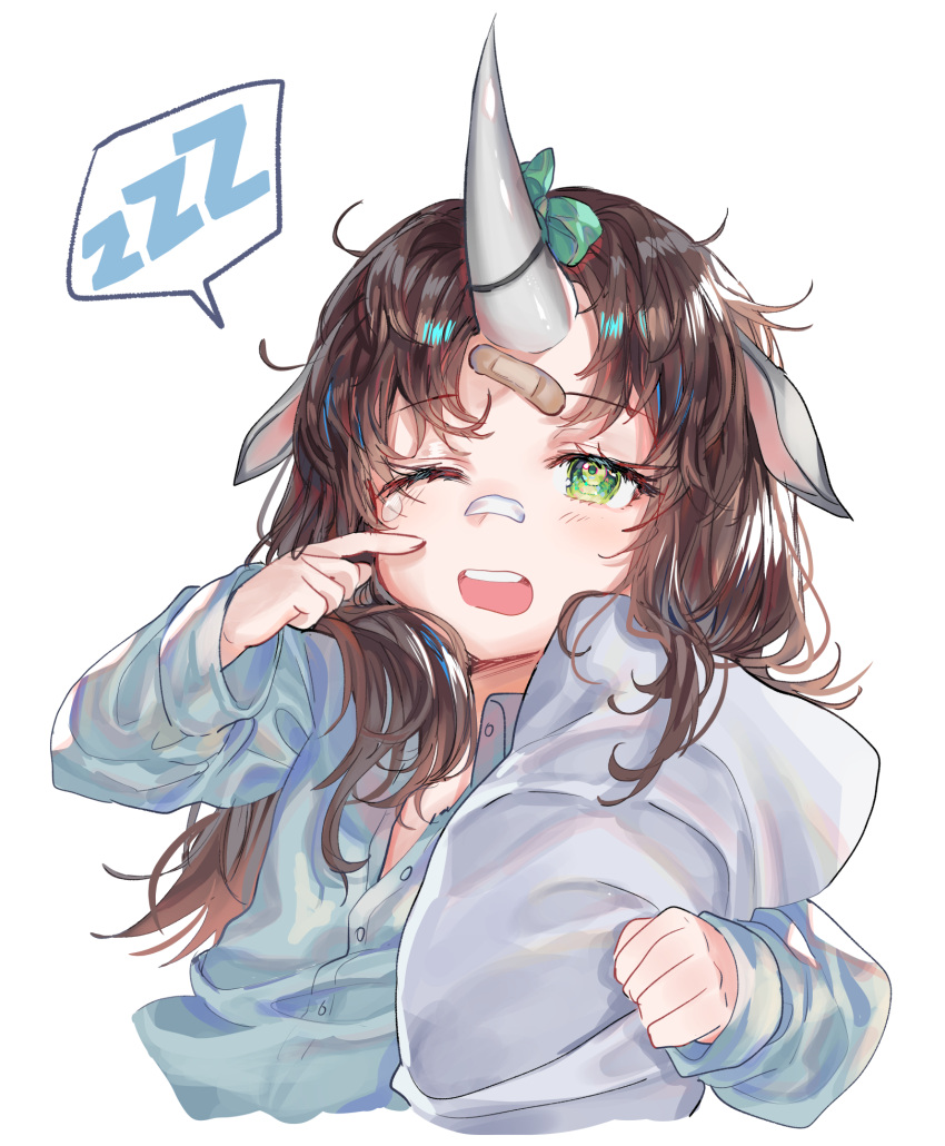 1girl, 414_(hncx3355), animal_ears, arknights, bandaid, bandaid_on_face, bandaid_on_nose, bangs