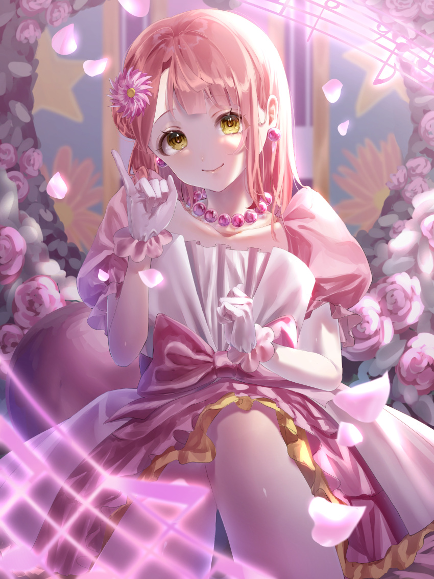 1girl, absurdres, awakening_promise_(love_live!), bangs, bead_necklace, beads, blunt_bangs, bow