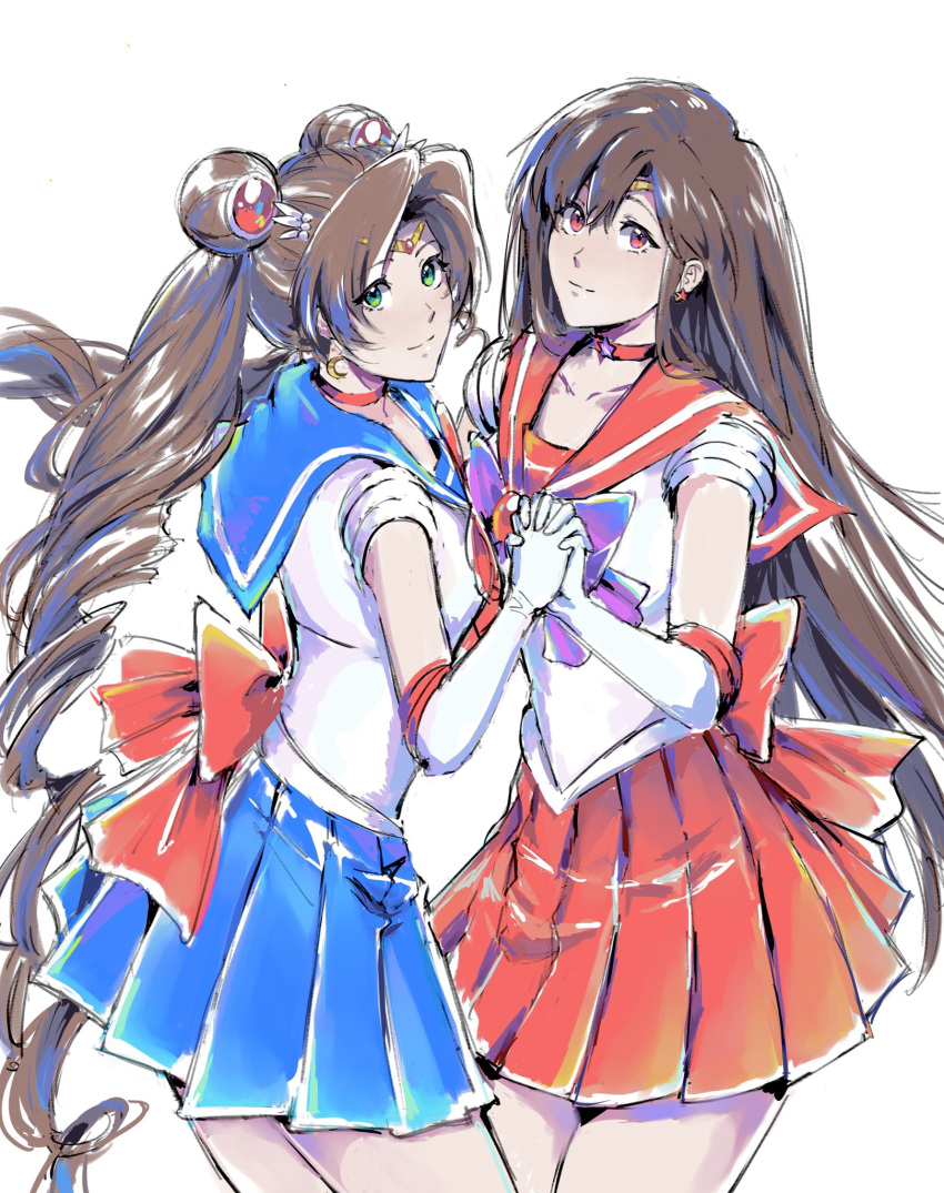 2girls, aerith_gainsborough, bishoujo_senshi_sailor_moon, brown_hair, cosplay, final_fantasy, final_fantasy_vii, final_fantasy_vii_remake