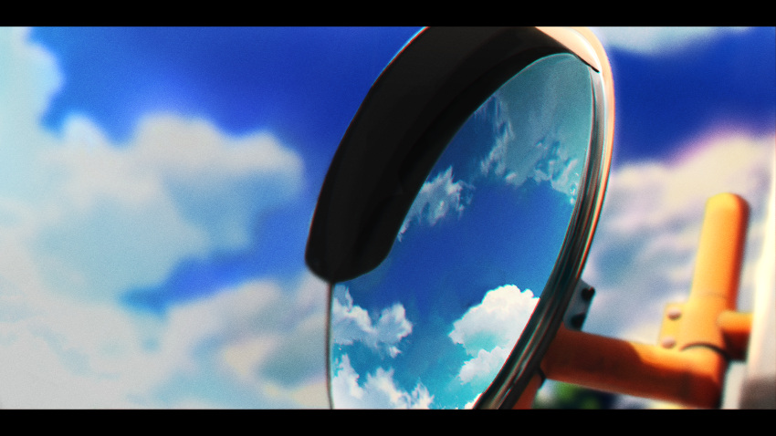 absurdres, blue_sky, clouds, commentary, gerar_dc, highres, letterboxed, mirror