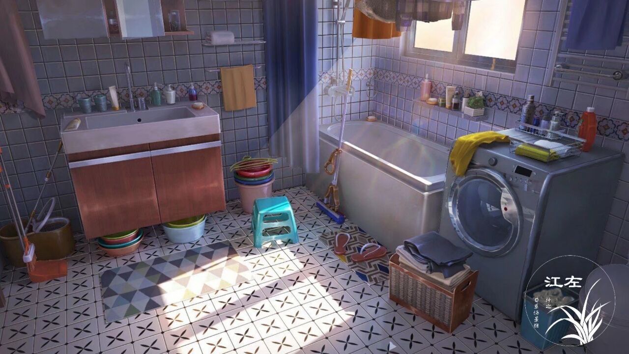 basket, bathtub, bottle, bucket, chinese_commentary, commentary_request, curtains, detergent