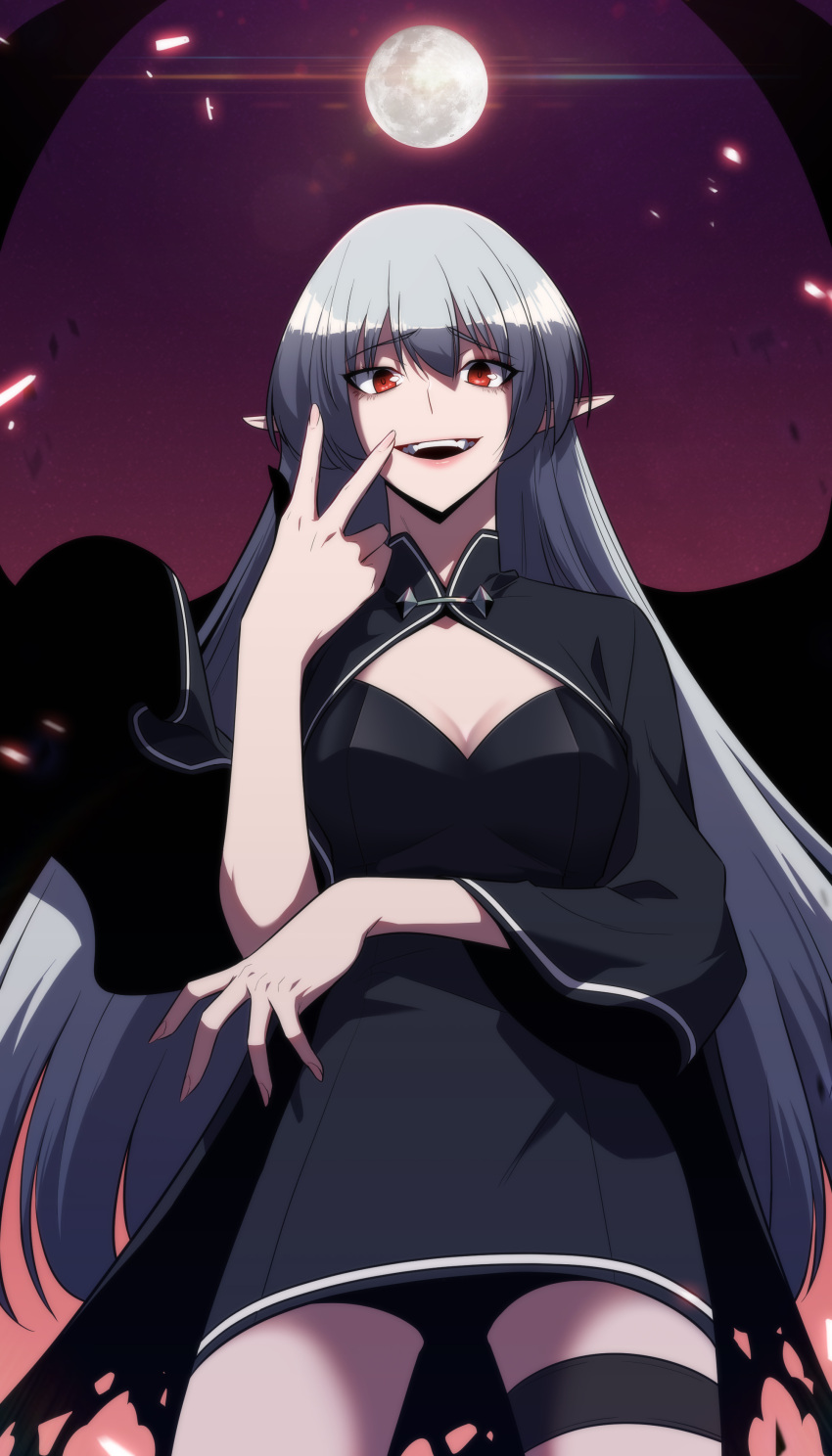 1girl, absurdres, eyeshadow, fingernails, grey_hair, hair_between_eyes, highres, lens_flare