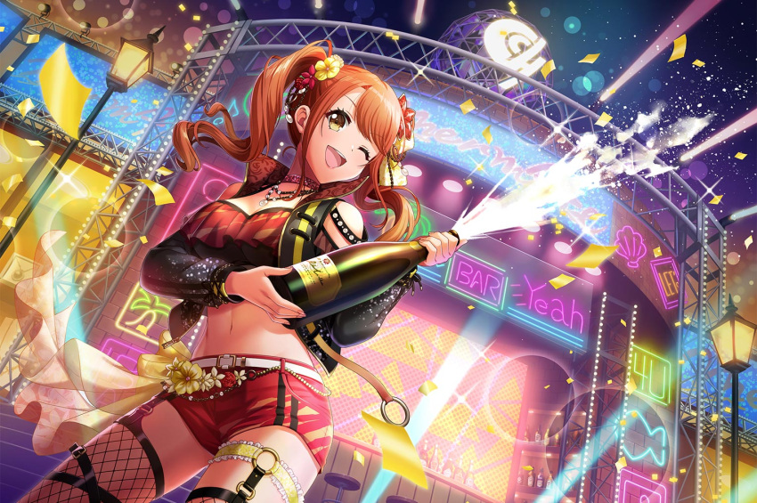 1girl, blush, d4dj, jacket, long_hair, orange_hair, seto_rika, smile