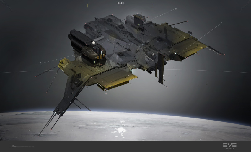 3d, blackbird_(eve_online), caldari_state_(eve_online), commentary, concept_art, cruiser, eve_online, glowing
