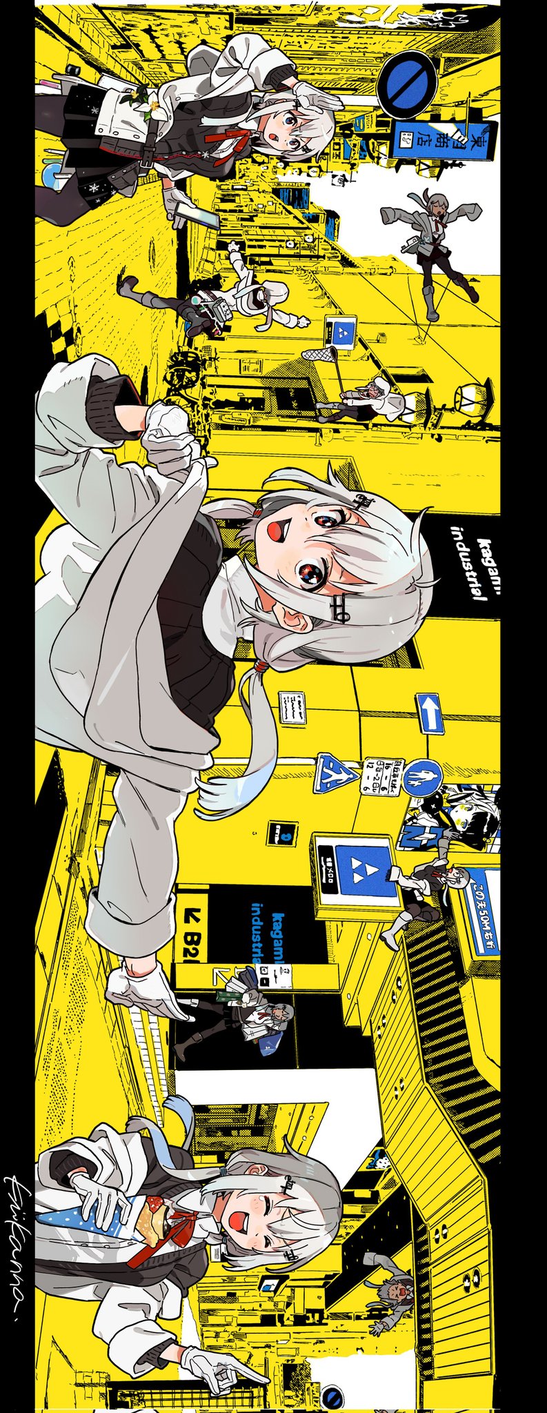 >_<, 1girl, :3, ^_^, bag, bangs, belt, black_pantyhose