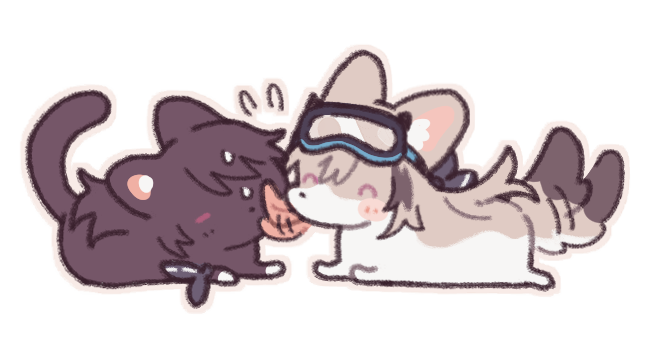 2girls, adan_imas, animal, animalization, arknights, bangs, blush, cardigan_(arknights)