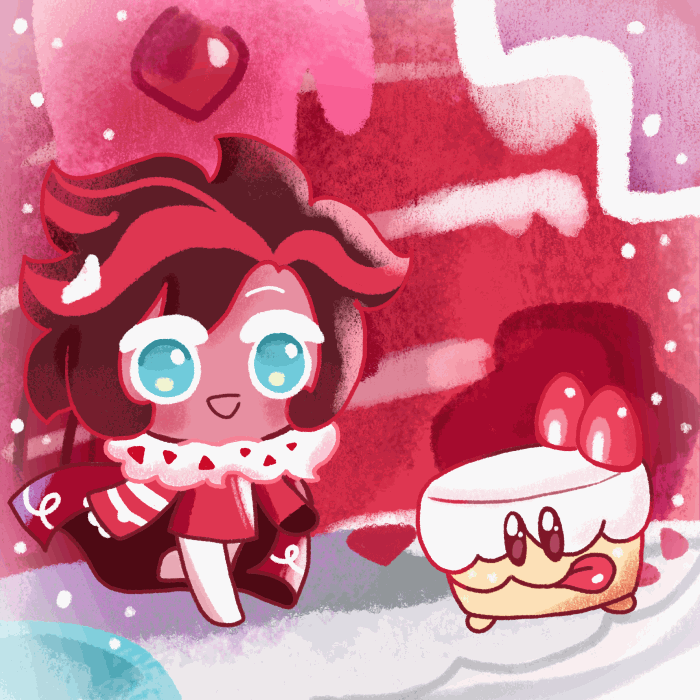 1boy, animated, black_eye, blue_eye, cake_hound, cake_hounds, cakehound, cakehounds, cookie, cookie_run, cookie_run_kingdom, gif, red, red_skin, red_velvet, red_velvet_cookie, redhead, velvet