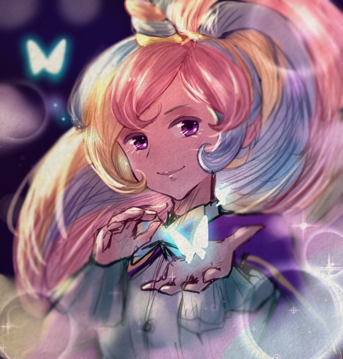blonde_hair, blue_hair, cookie, cookie_run, cookie_run_kingdom, cookie_run_ovenbreak, cream, cream_unicorn, cream_unicorn_cookie, pink_eyes, pink_hair, tagme, unicorn, violet_eyes