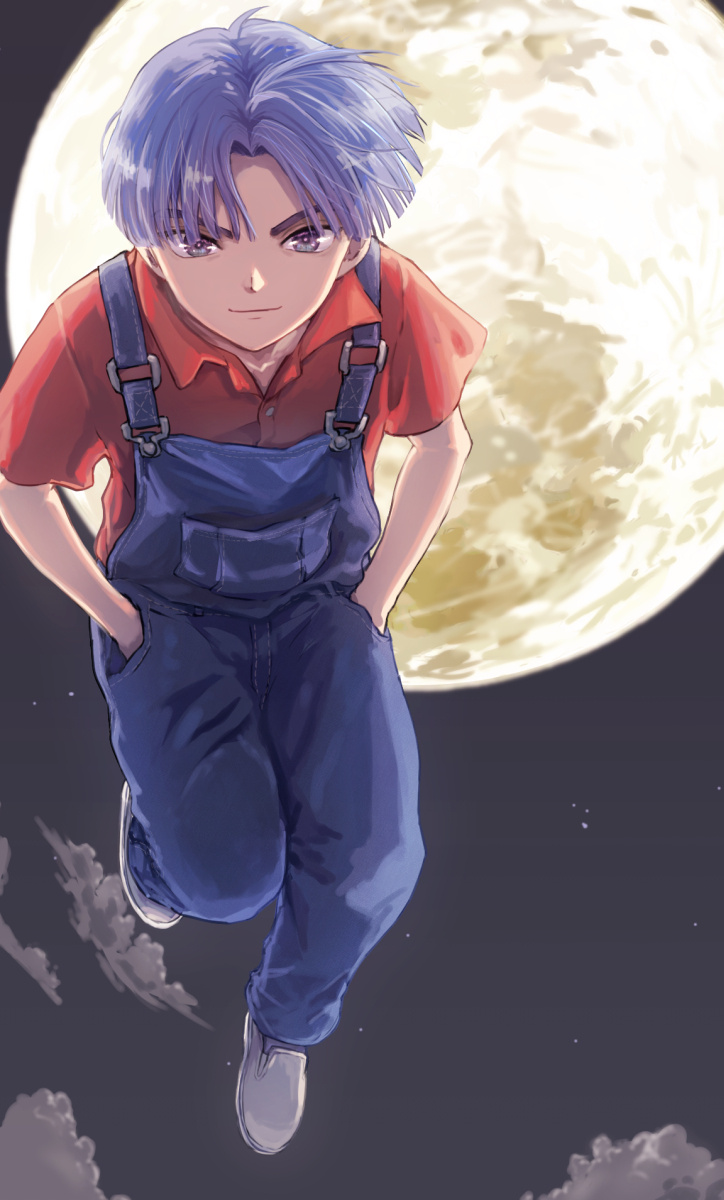 1boy, bangs, boku_no_chikyuu_o_mamotte, closed_mouth, clouds, etomina, floating, full_body