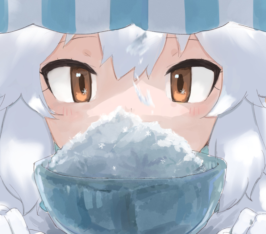 1girl, arctic_fox_(kemono_friends), blush, close-up, coat, commentary_request, fox_girl, gloves