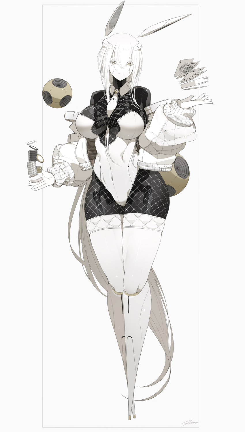 android, animal_ears, black_horns, black_skin, card, colored_skin, deck_of_cards, eurica_(ub1mo)