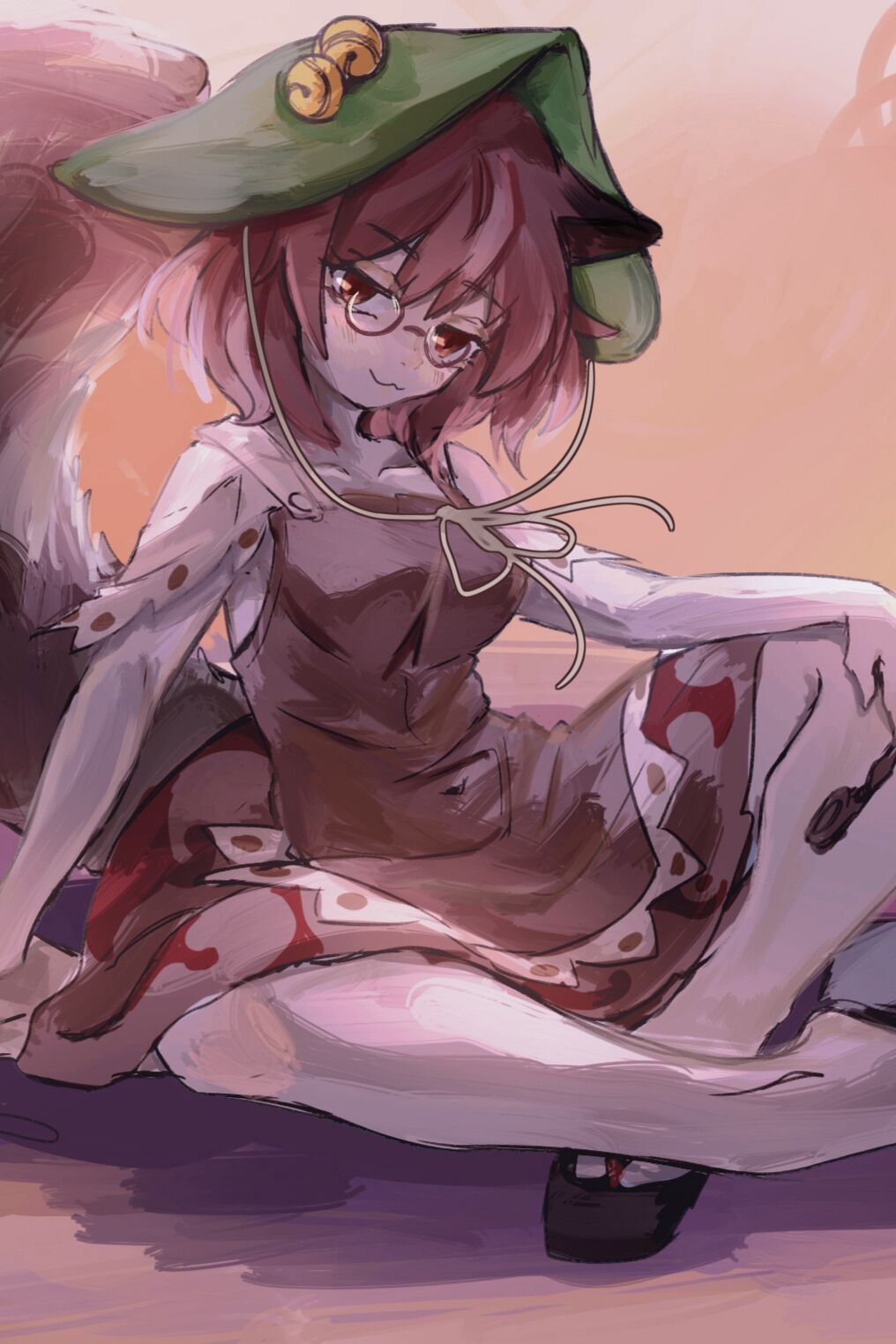 1girl, :3, animal_ears, bangs, brown_eyes, brown_hair, brown_shirt, brown_skirt