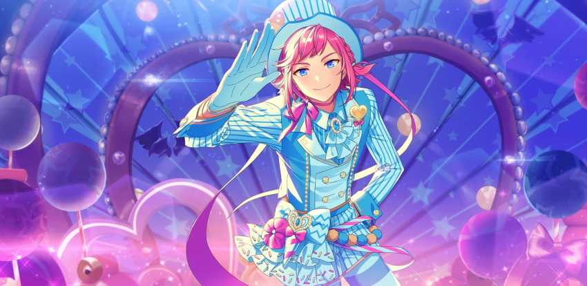 1boy, afterl!fe, androgynous, blue_eyes, formal, gloves, hat, heart