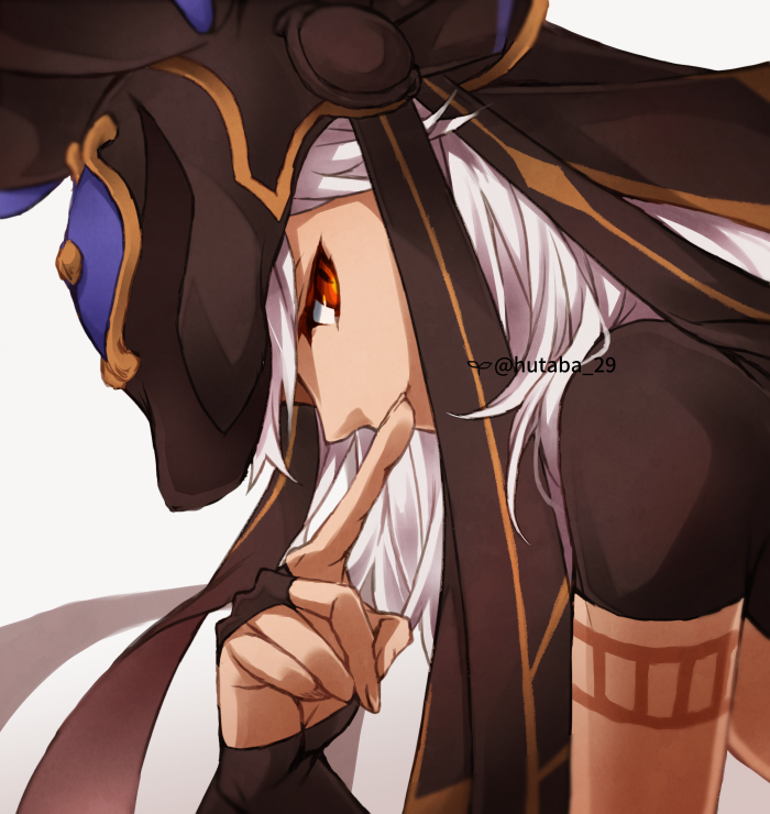 1boy, animal_ears, animal_hat, arabian_clothes, artist_name, bangs, black_headwear, bridal_gauntlets