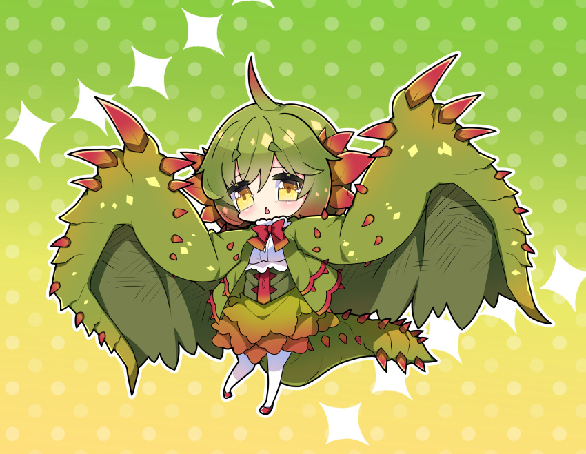 1girl, :<, absurdres, bangs, brown_skirt, commentary_request, dragon_girl, dragon_horns