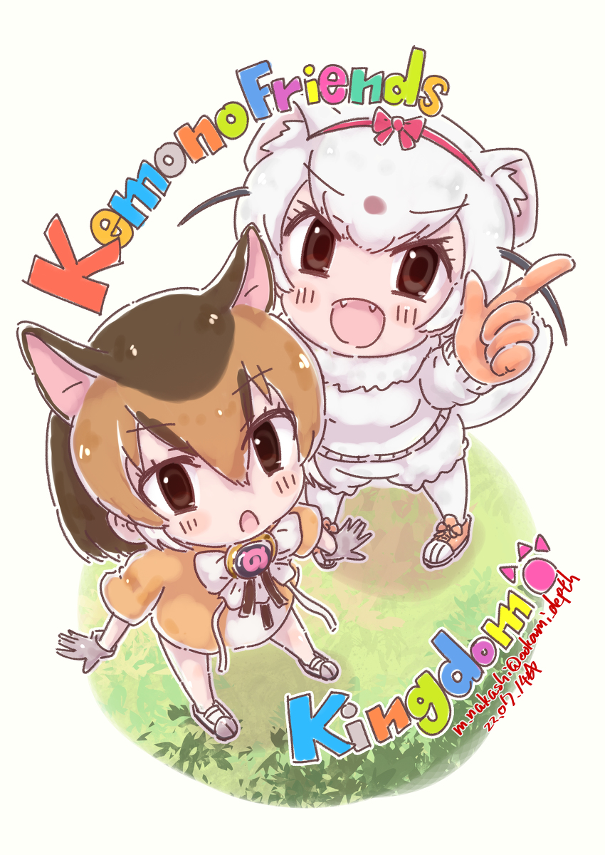 2girls, animal_costume, animal_ear_fluff, animal_ears, black_eyes, bow, bowtie, brown_eyes