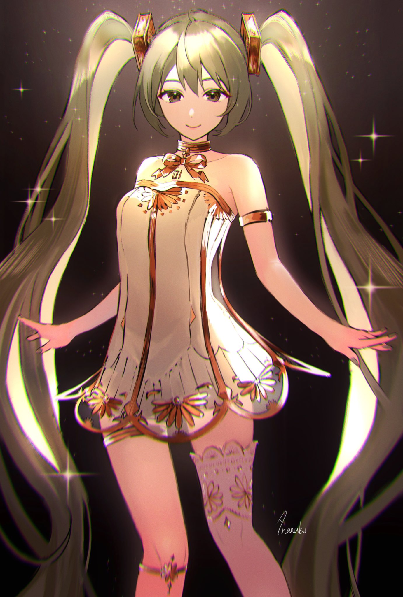1girl, armlet, bare_shoulders, black_background, brown_eyes, closed_mouth, dress, gold_bowtie
