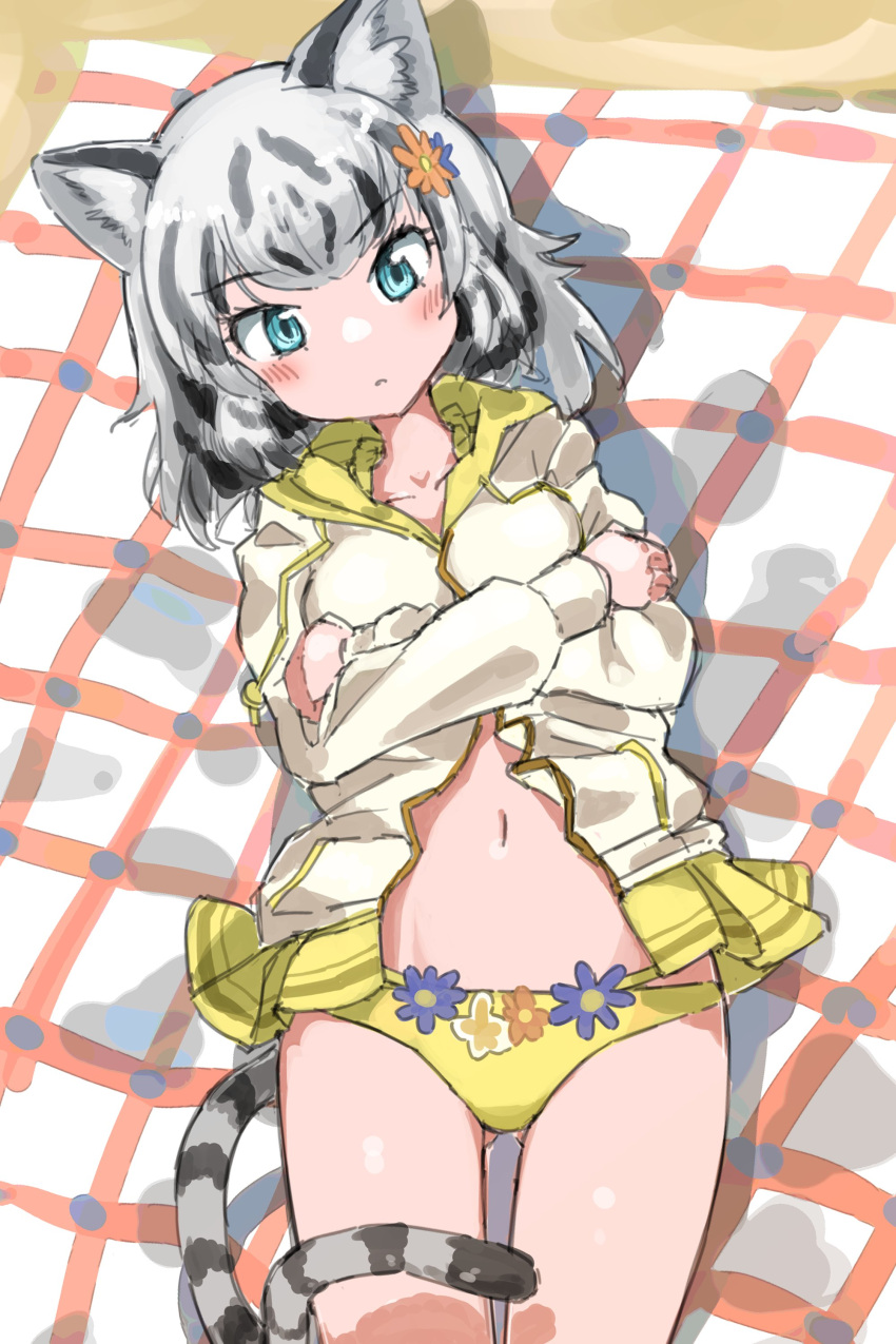 1girl, absurdres, alternate_costume, animal_ears, bikini, black_hair, blue_eyes, blush