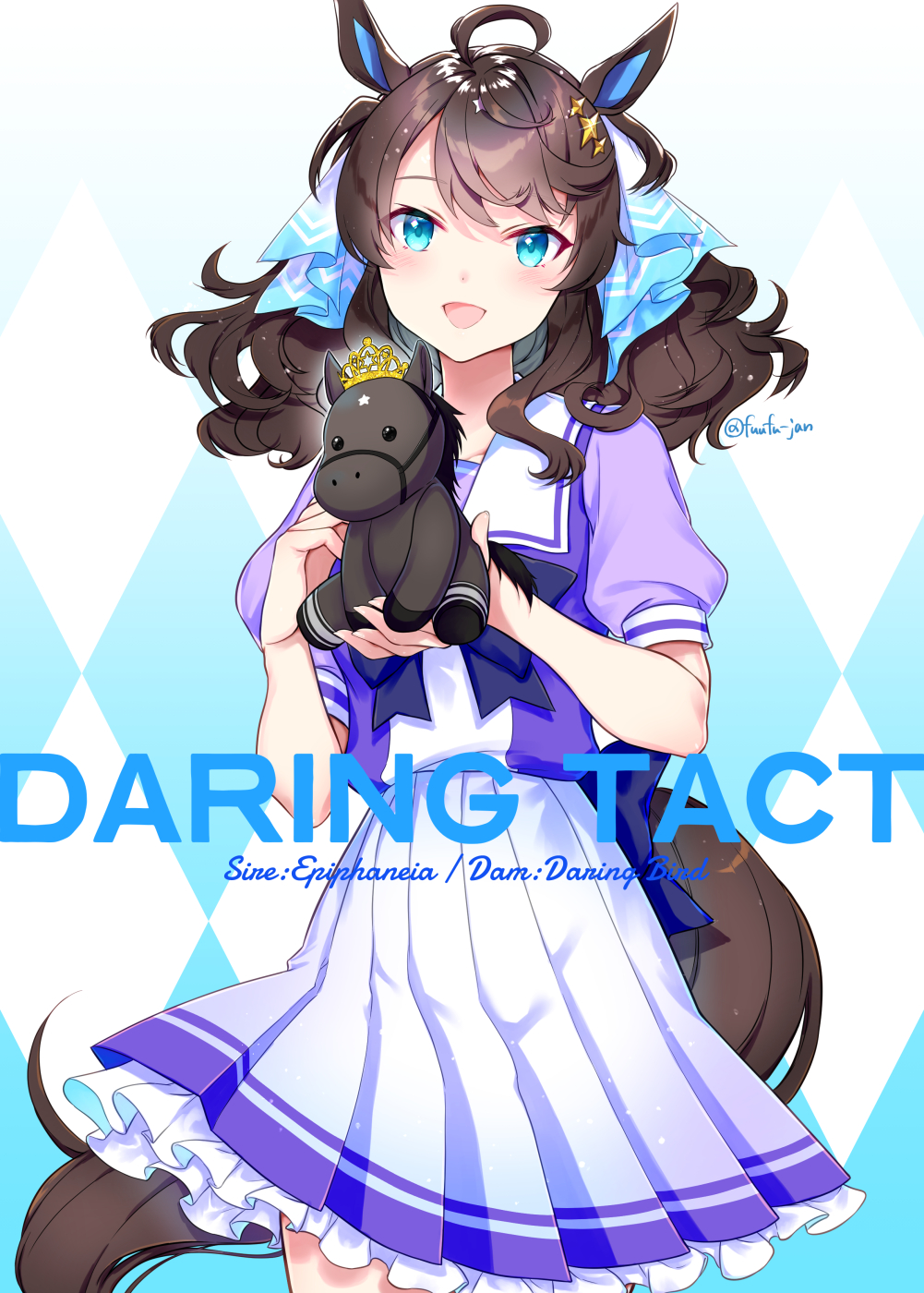 1girl, ahoge, animal_ears, blue_eyes, bow, bowtie, brown_hair, character_name