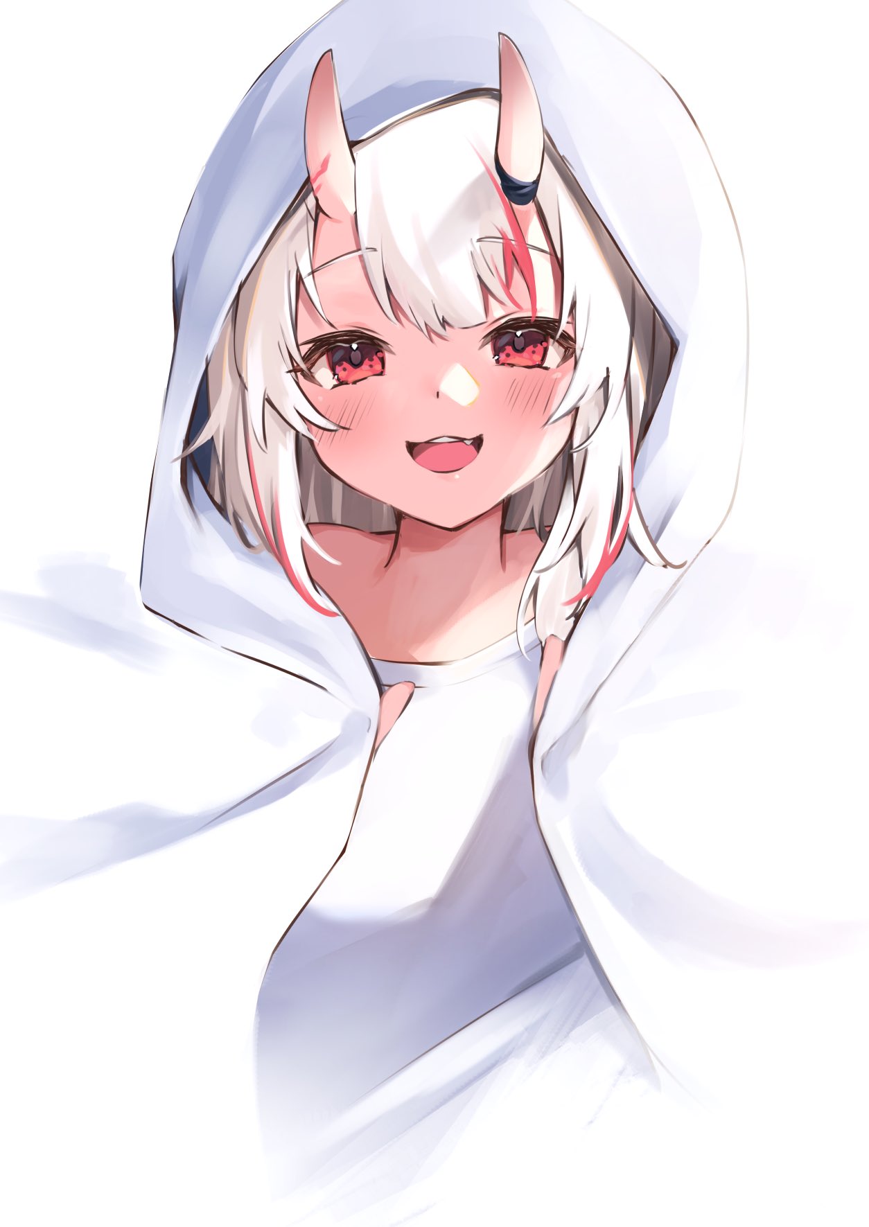 1girl, :d, bangs, blanket, blending, highres, hololive, looking_at_viewer