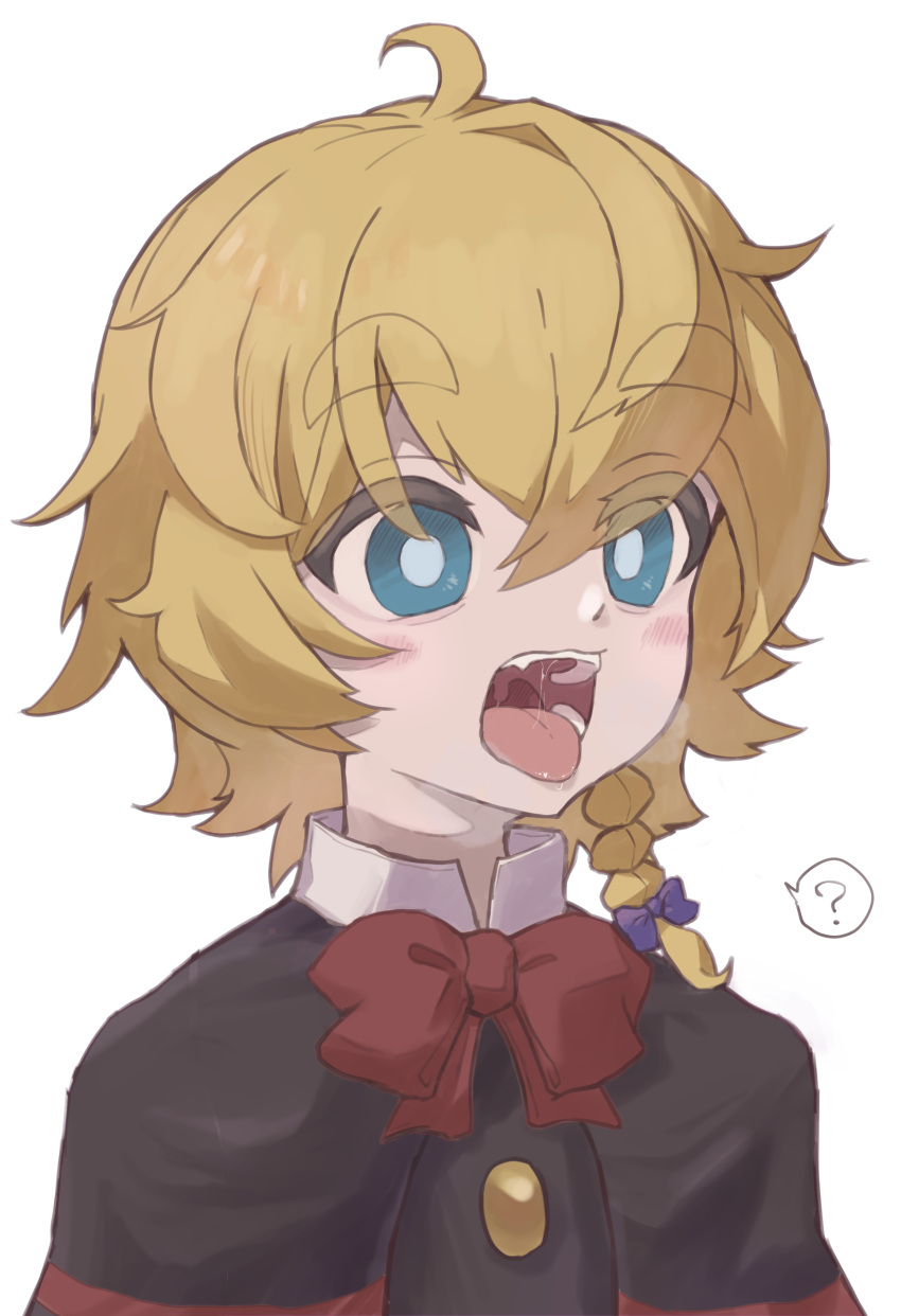 1girl, ?, absurdres, ahoge, blonde_hair, blue_eyes, braid, cookie_(touhou)